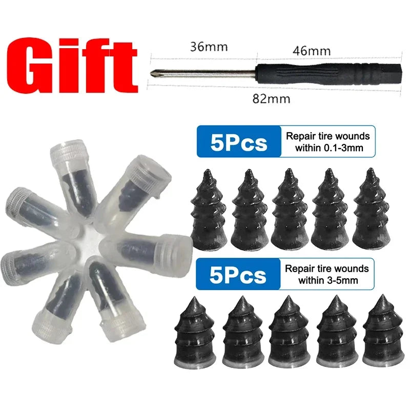 Vacuum Tyre Repair Nail Tire Puncture 10/30pcs Screws Motorcycle Fitting Set Tubeless Wheel Repair Punctures Kit Patches for Car